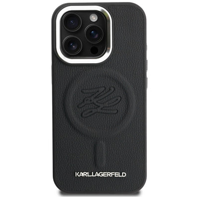 Karl Lagerfeld Initial & Metal Logo MagSafe Case for iPhone 16 Pro - Black