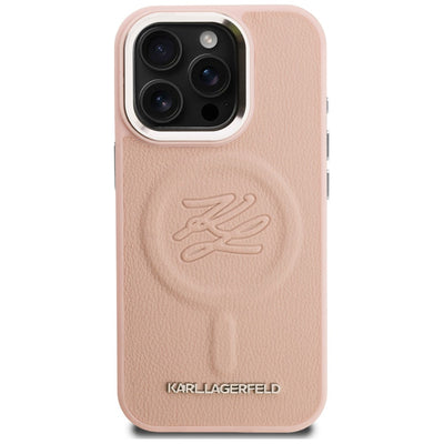 Karl Lagerfeld Initial & Metal Logo MagSafe Case for iPhone 16 Pro Max - Pink