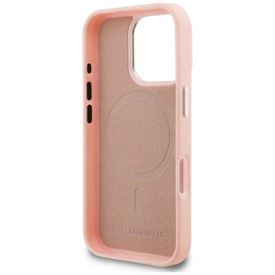 Karl Lagerfeld Initial & Metal Logo MagSafe Case for iPhone 16 Pro Max - Pink