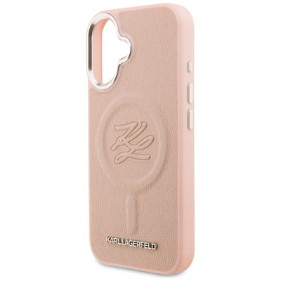 Karl Lagerfeld Initial & Metal Logo MagSafe iPhone 16 Case - Pink