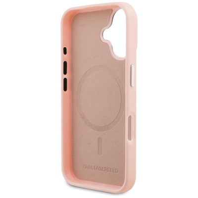 Karl Lagerfeld Initial & Metal Logo MagSafe iPhone 16 Case - Pink