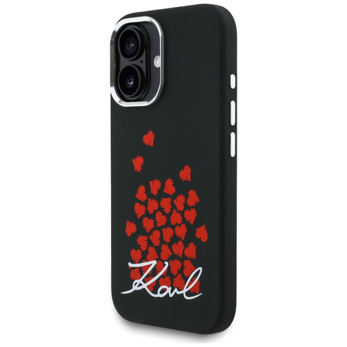 Karl Lagerfeld Silicone Heart Sign Logo MagSafe Case for iPhone 16 - Black