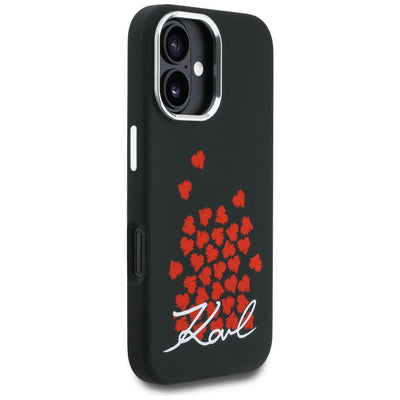 Karl Lagerfeld Silicone Heart Sign Logo MagSafe Case for iPhone 16 - Black