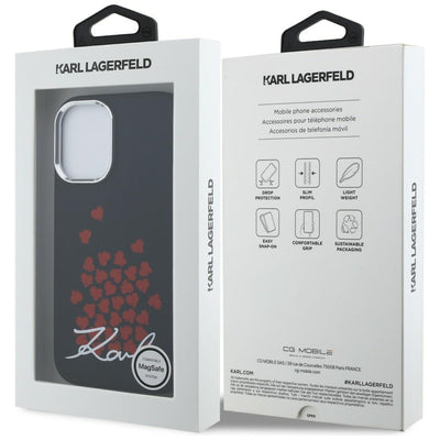 Karl Lagerfeld Silicone Heart Sign Logo MagSafe Case for iPhone 16 - Black