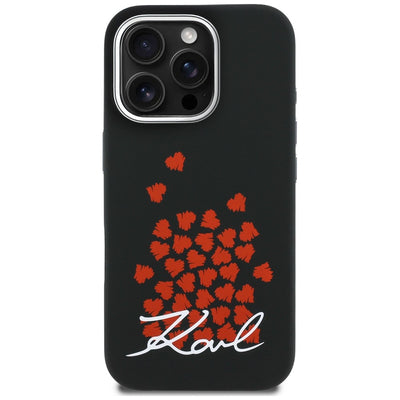 Karl Lagerfeld Silicone Heart Sign Logo MagSafe Case for iPhone 16 Pro - Black