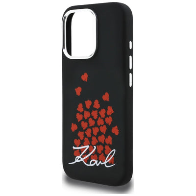 Karl Lagerfeld Silicone Heart Sign Logo MagSafe Case for iPhone 16 Pro - Black