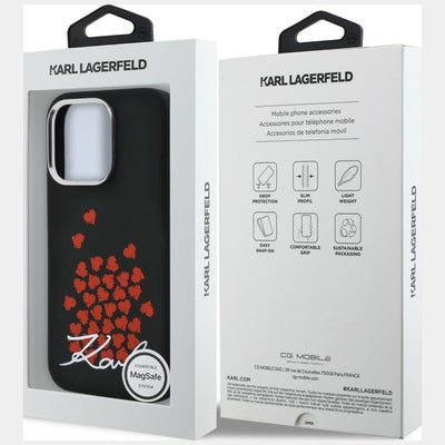 Karl Lagerfeld Silicone Heart Sign Logo MagSafe Case for iPhone 16 Pro Max - Black