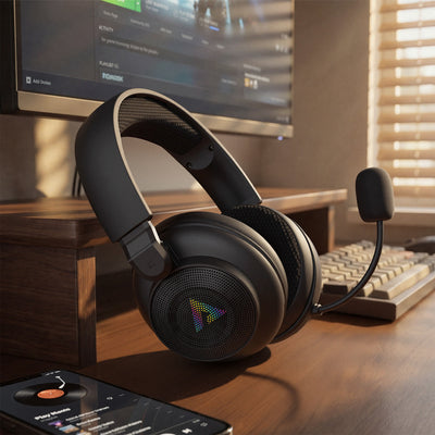Acefast H15 Wireless Bluetooth / 2.4 GHz / AUX Gaming Headphones with Microphone and RGB Backlight - Black