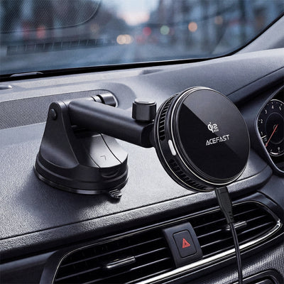 Acefast D67 Magnetic Dashboard Car Mount with Qi2 25W Wireless Charging and Cooling - Black