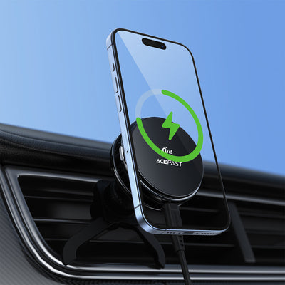 Acefast D66 Magnetic Car Air Vent Mount with Qi2 25W Wireless Charging and Cooling - Black