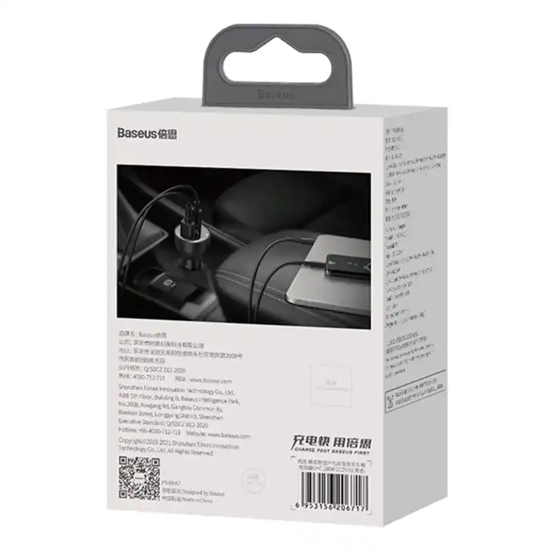 Car charger Baseus Superme, USB, USB-C, 100W (black) - Product Image 7
