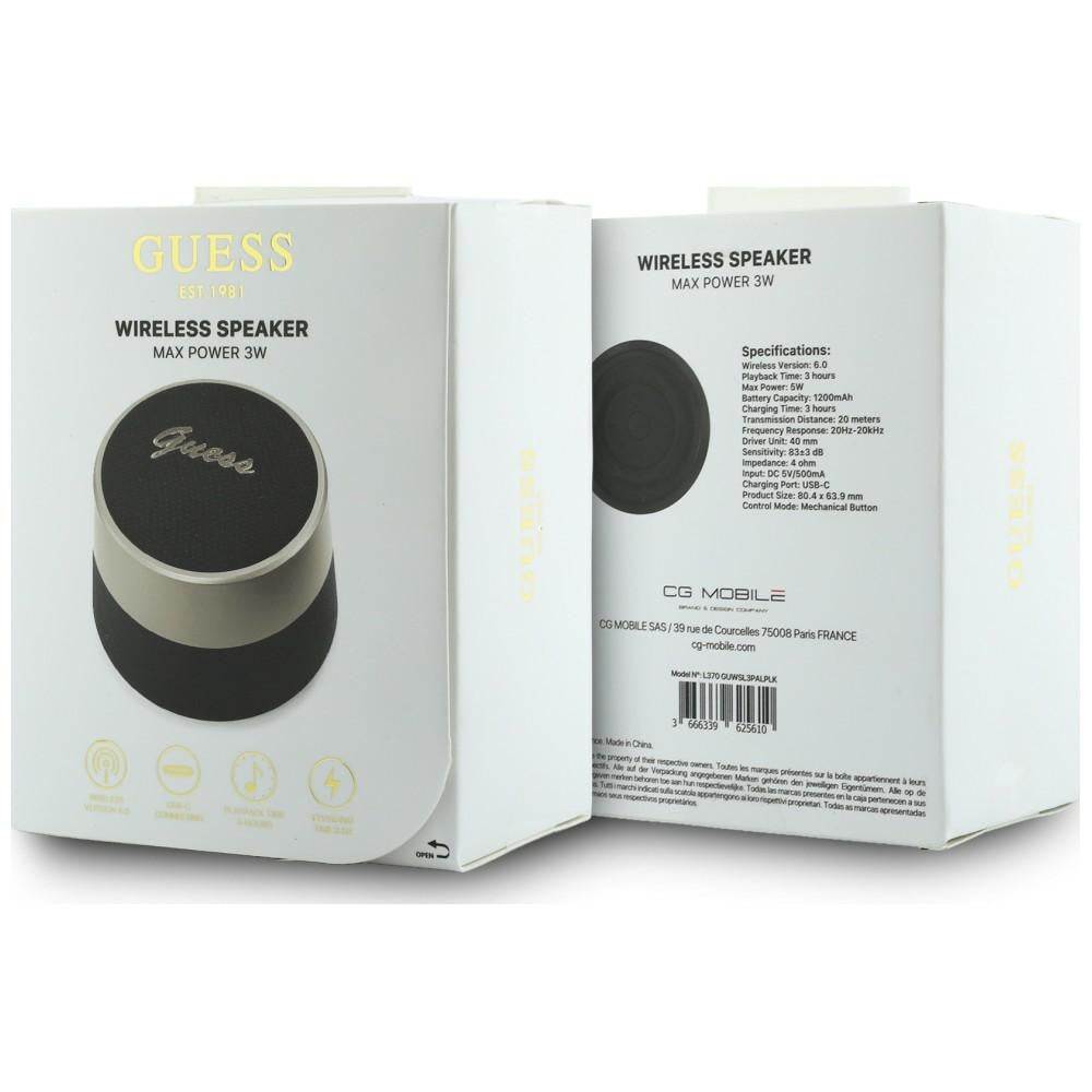Guess 5W Script Metal Logo Bluetooth Speaker - Black