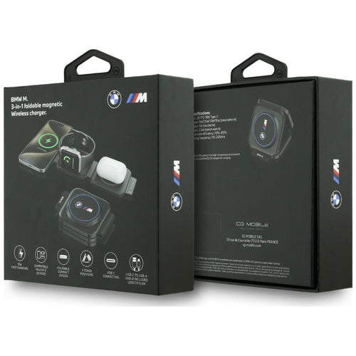 BMW M Qi2 15W Print Logo 3-in-1 Wireless Charger - Blue