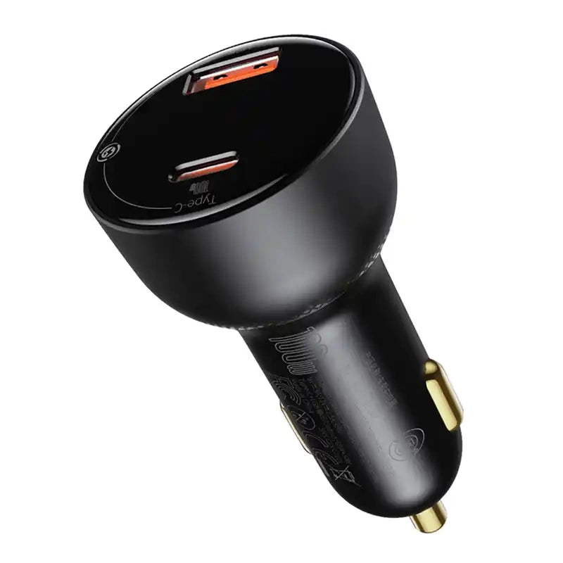 Car charger Baseus Superme, USB, USB-C, 100W + USB-C cable (black) - Product Image 4