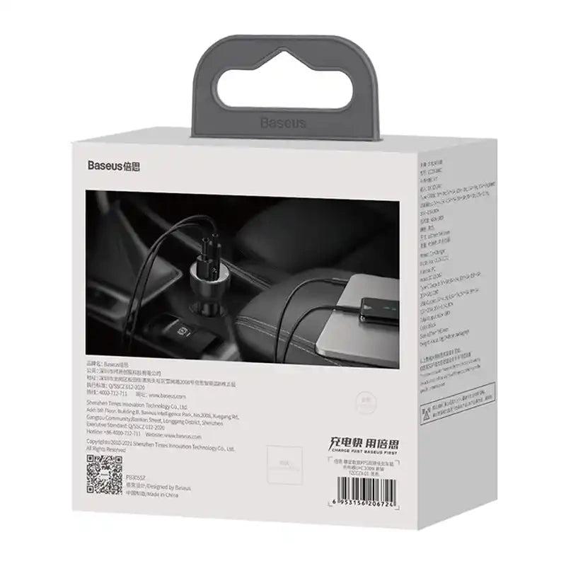 Car charger Baseus Superme, USB, USB-C, 100W + USB-C cable (black) - Product Image 7