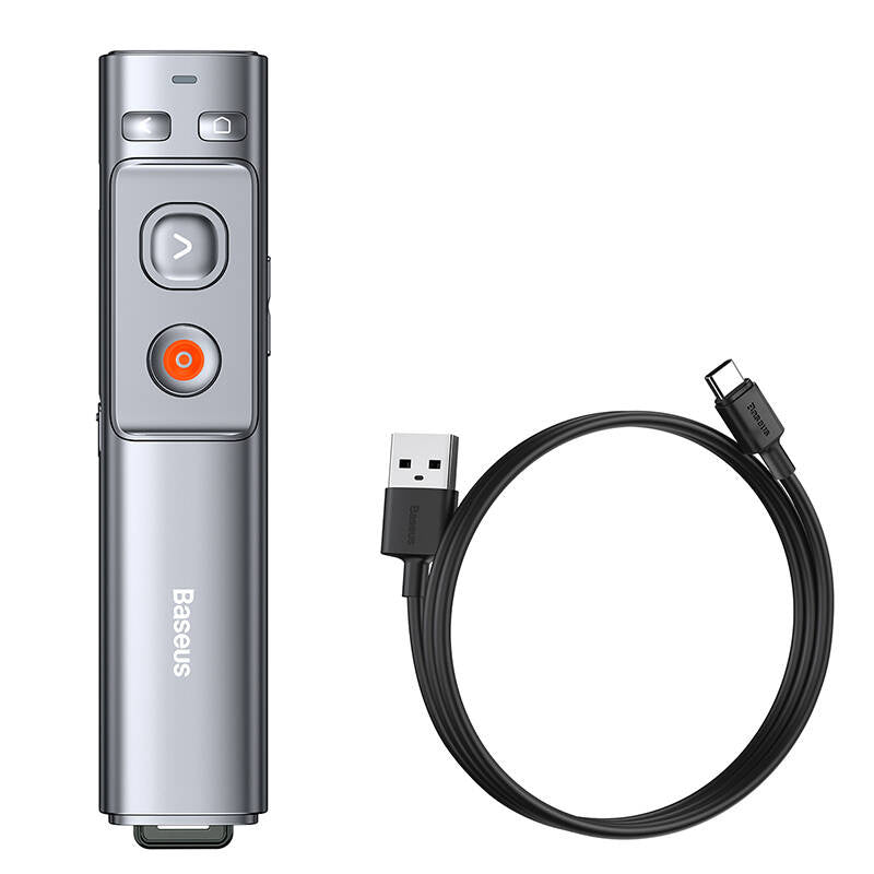 Baseus Orange Dot Multifunctionale remote control for presentation, with a laser pointer - gray - Product Image 2