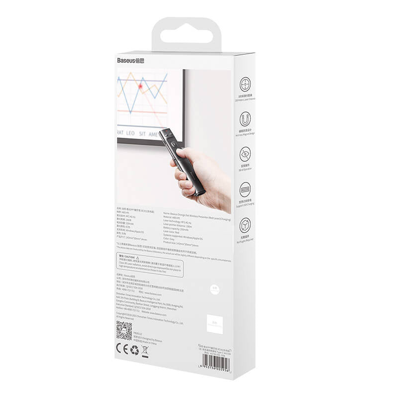 Baseus Orange Dot Multifunctionale remote control for presentation, with a laser pointer - gray - Product Image 10