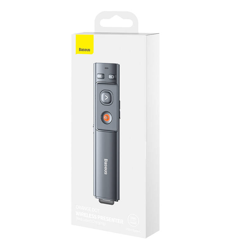 Baseus Orange Dot Multifunctionale remote control for presentation, with a laser pointer - gray - Product Image 9