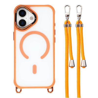 iPhone 17 Case with Adjustable Crossbody Lanyard and MagSafe Compatible Camera Frame as a Stand - Orange — Hurtel