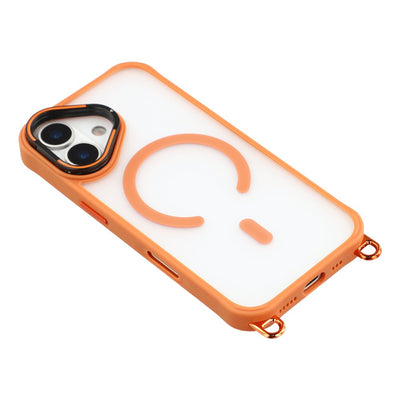 iPhone 17 Case with Adjustable Crossbody Lanyard and MagSafe Compatible Camera Frame as a Stand - Orange — Hurtel