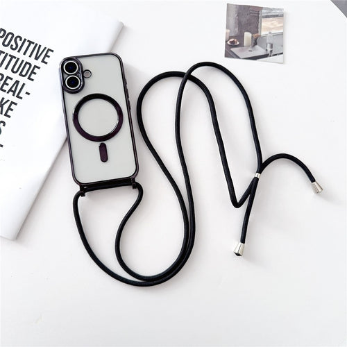 iPhone 17 Case with Crossbody Strap, MagSafe Compatible - Black — Hurtel