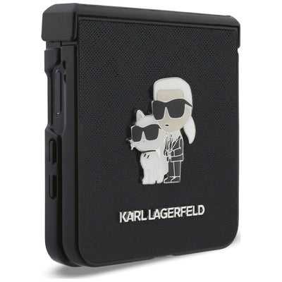 Karl Lagerfeld Karl&Choupette Saffiano Pins Case for Samsung Galaxy Z Flip 8 - Black