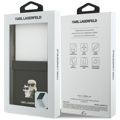 Karl Lagerfeld Karl&Choupette Saffiano Pins Case for Samsung Galaxy Z Flip 8 - Black