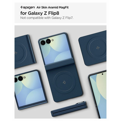 Spigen AirSkin Aramid MagFit MagSafe Case for Samsung Galaxy Z Flip 8 - Navy Blue