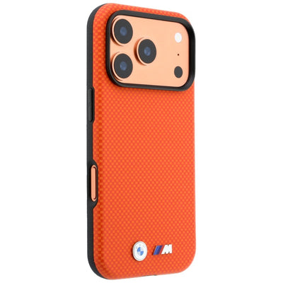 BMW M Quadrille Kevlar Metal Logo MagSafe Case for iPhone 17 Pro Max / 18 Pro Max - Orange