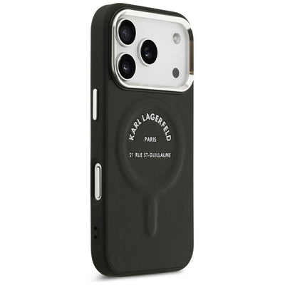 Karl Lagerfeld Embossed Open Ring RSG Logo MagSafe Case for iPhone 17 Pro Max / 18 Pro Max - Black