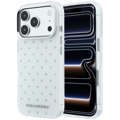Karl Lagerfeld IML Rhinestones Allover and Electroplated Logo Case for iPhone 17 Pro Max / 18 Pro Max - White