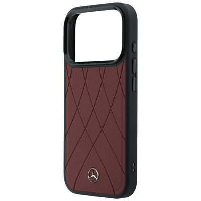 Mercedes Leather Crossed Lines MagSafe case for iPhone 17 Pro / 18 Pro - burgundy
