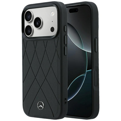 Mercedes Leather Crossed Lines MagSafe Case for iPhone 17 Pro / 18 Pro - Black