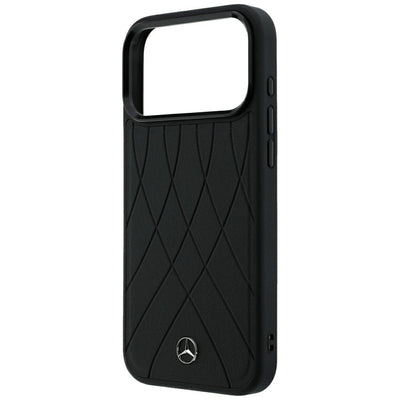 Mercedes Leather Crossed Lines MagSafe Case for iPhone 17 Pro Max / 18 Pro Max - Black