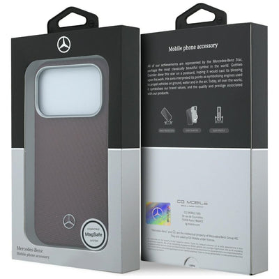 Mercedes Leather Semi Wrap Wood Effect MagSafe case for iPhone 17 Pro Max / 18 Pro Max - burgundy