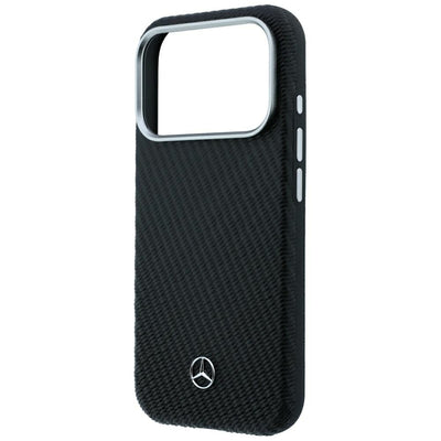 Mercedes Leather Semi Wrap Wood Effect MagSafe Case for iPhone 17 Pro Max / 18 Pro Max - Black