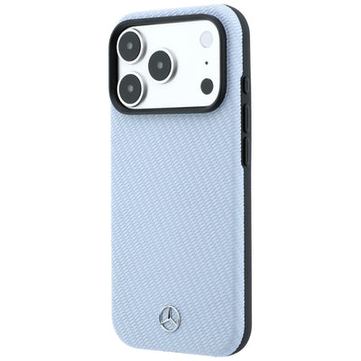 Mercedes Leather Semi Wrap Wood Effect MagSafe Case for iPhone 17 Pro Max / 18 Pro Max - Blue