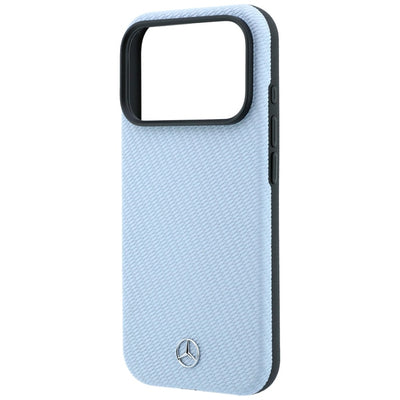 Mercedes Leather Semi Wrap Wood Effect MagSafe Case for iPhone 17 Pro Max / 18 Pro Max - Blue