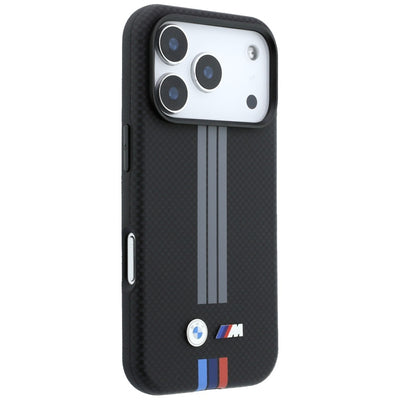 BMW M Quadrille Kevlar Anthracite & Tricolor Print Lines MagSafe Case for iPhone 17 Pro / 18 Pro - Black