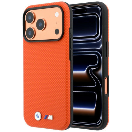 BMW M Quadrille Kevlar Metal Logo MagSafe Case for iPhone 17 Pro / 18 Pro - Orange
