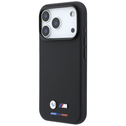 BMW M Quadrille Kevlar Tricolor & Metal Logo MagSafe Case for iPhone 17 Pro Max / 18 Pro Max - Black