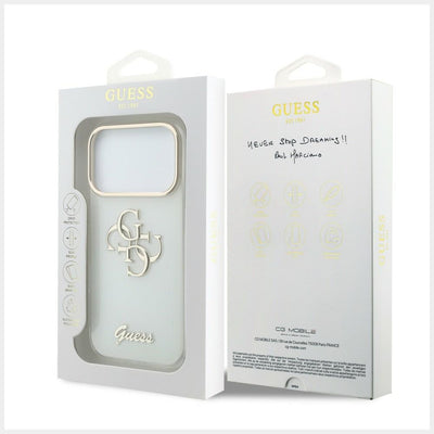 Guess IML 4G Script Metal Case for iPhone 17 Pro / 18 Pro - White