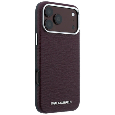 Karl Lagerfeld Grained Elongated Logo MagSafe case for iPhone 17 Pro Max / 18 Pro Max - burgundy