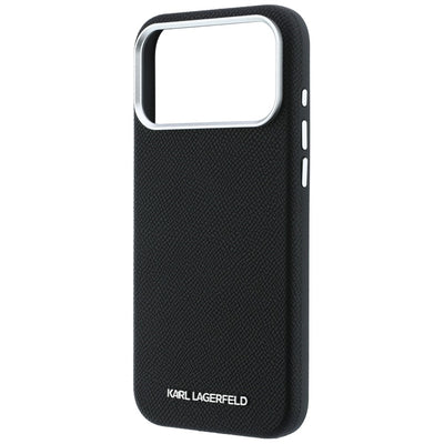 Karl Lagerfeld Grained Elongated Logo MagSafe Case for iPhone 17 Pro Max / 18 Pro Max - Black