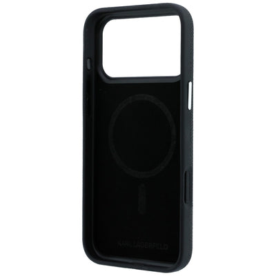 Karl Lagerfeld Grained Elongated Logo MagSafe Case for iPhone 17 Pro Max / 18 Pro Max - Black