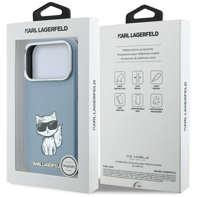 Karl Lagerfeld Smooth Choupette Sketch MagSafe case for iPhone 18 Pro / 17 Pro - light blue