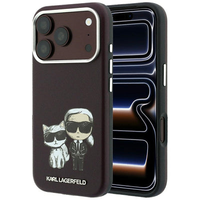 Karl Lagerfeld Smooth Karl & Choupette Bodies Sketch MagSafe case for iPhone 18 Pro / 17 Pro - burgundy