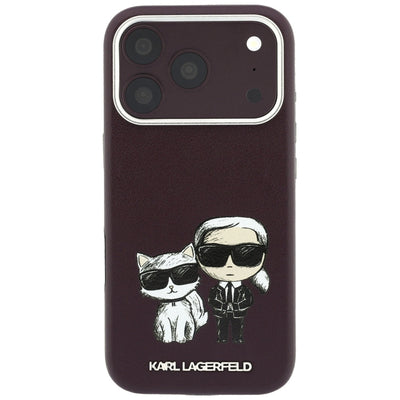 Karl Lagerfeld Smooth Karl & Choupette Bodies Sketch MagSafe case for iPhone 18 Pro / 17 Pro - burgundy