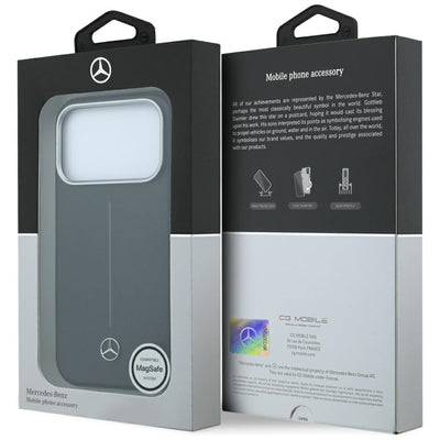 Mercedes Leather Semi Wrap Iconic Line MagSafe Case for iPhone 18 Pro Max / 17 Pro Max - Black