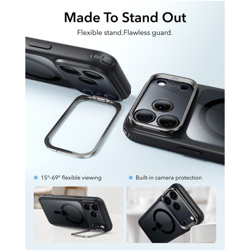 ESR Classic Hybrid Kickstand MagSafe Case for iPhone 18 Pro / 17 Pro - Clear Black